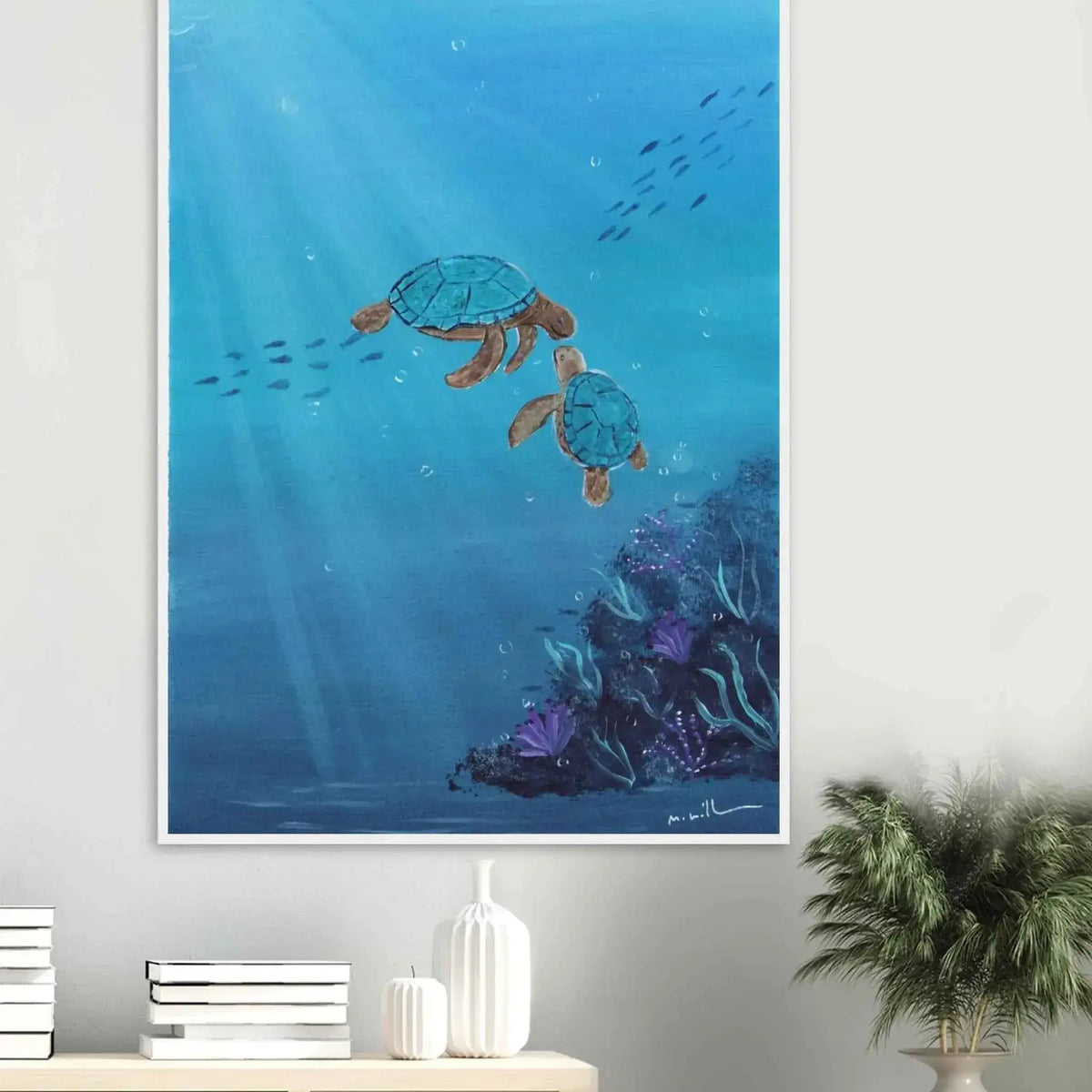 Tidal Companions - Serene Fine Art Framed Poster for Your Coastal Escape