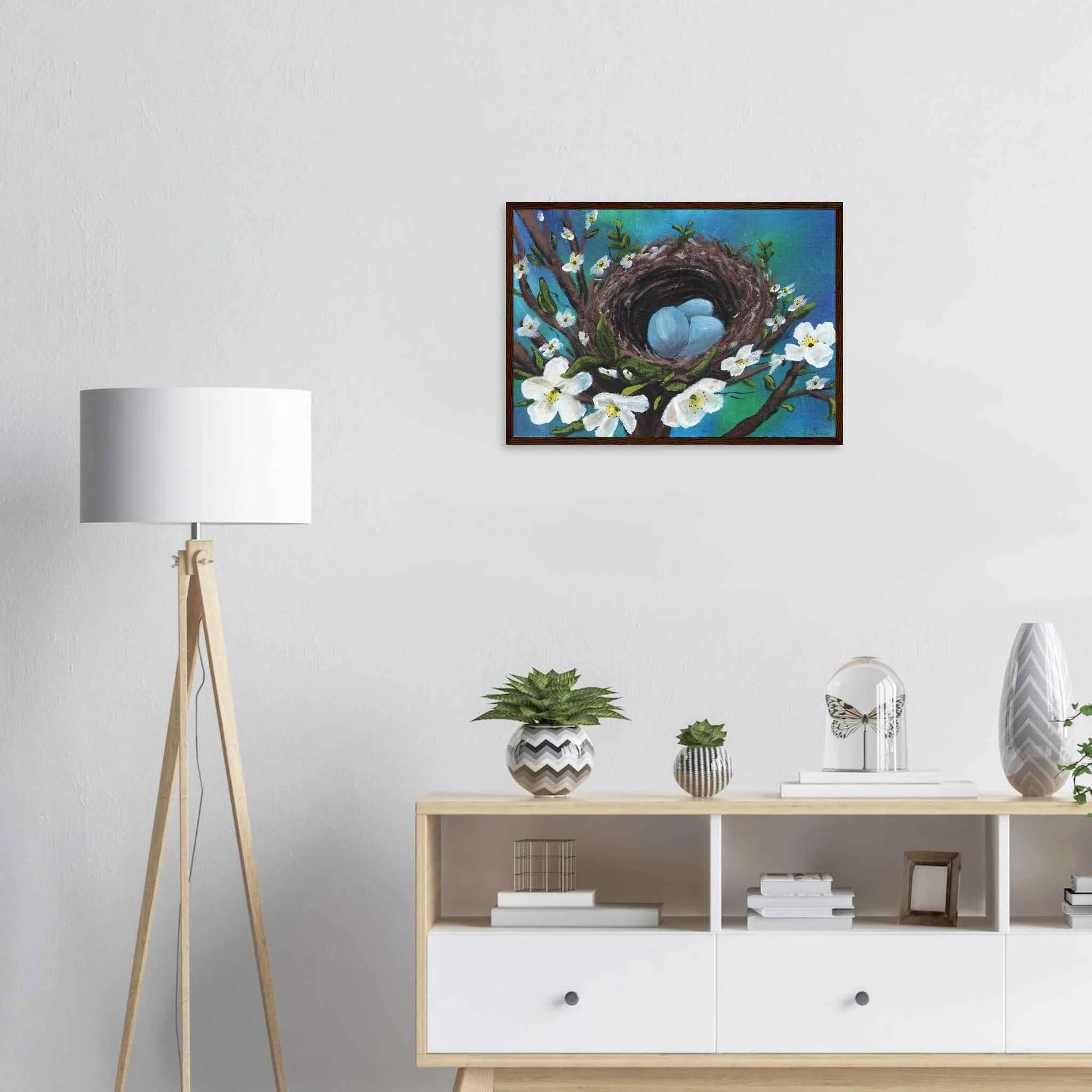 Blossoms & Blue Eggs - Fine Art Framed Poster