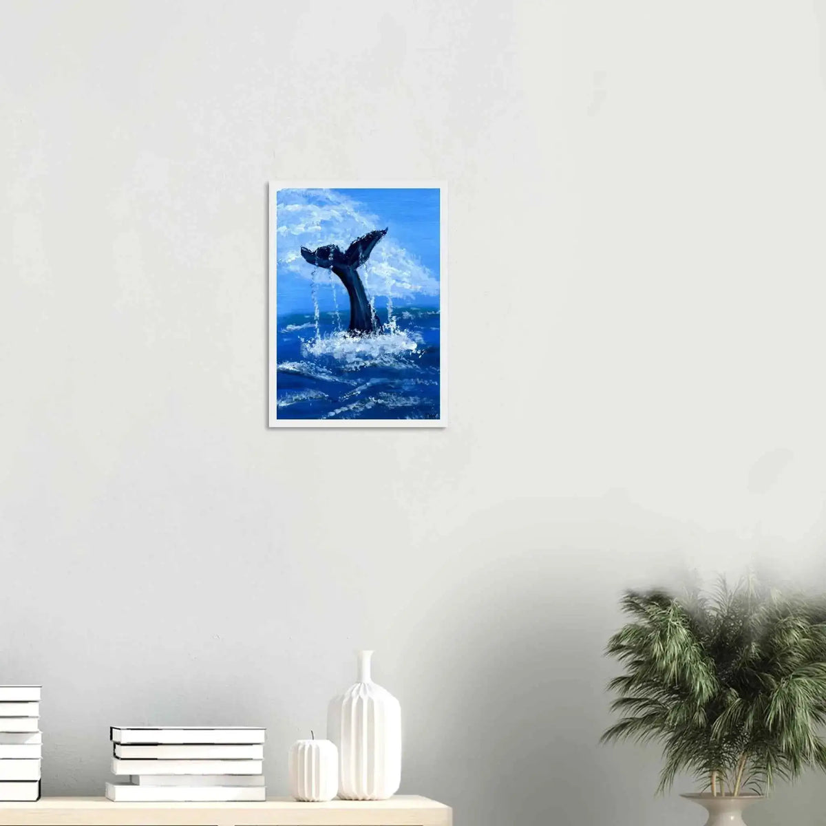 Whale Tail Fine Art Framed Poster – Premium Matte Wooden Wall Art