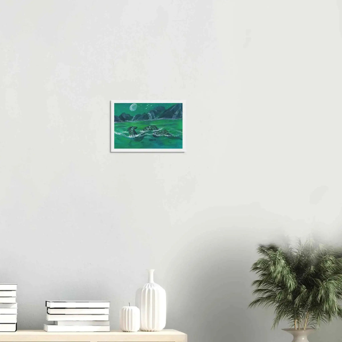 Serpent of the Moonlit Waters - Fine Art Framed Poster