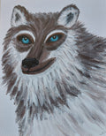 Original Acrylic Painting On Canvas The Wolf Signed 35.5x28cm
