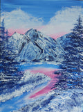 Original Acrylic Painting On Canvas Winter Mountains Signed 40cmx30cm