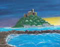 Original Acrylic Painting On Canvas St Micheals Mount Cornwall Signed 35.5x28cm