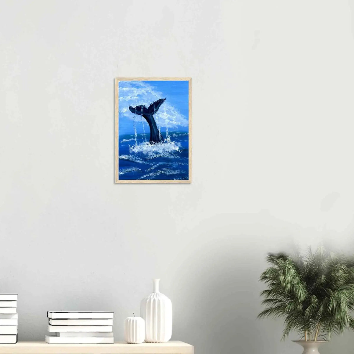 Whale Tail Fine Art Framed Poster – Premium Matte Wooden Wall Art