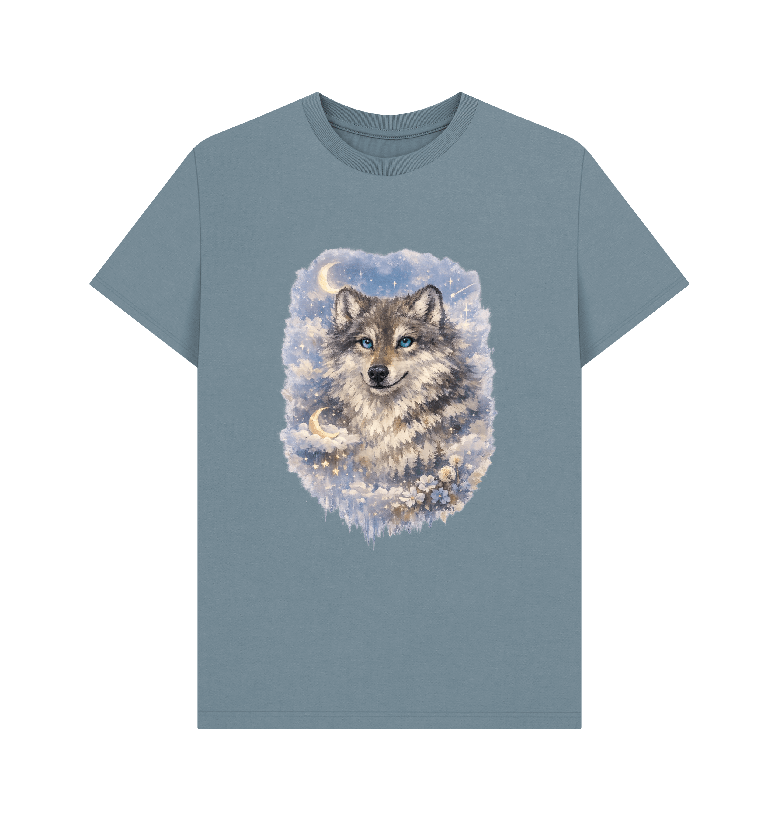 Stone Blue Printed T-shirt Front