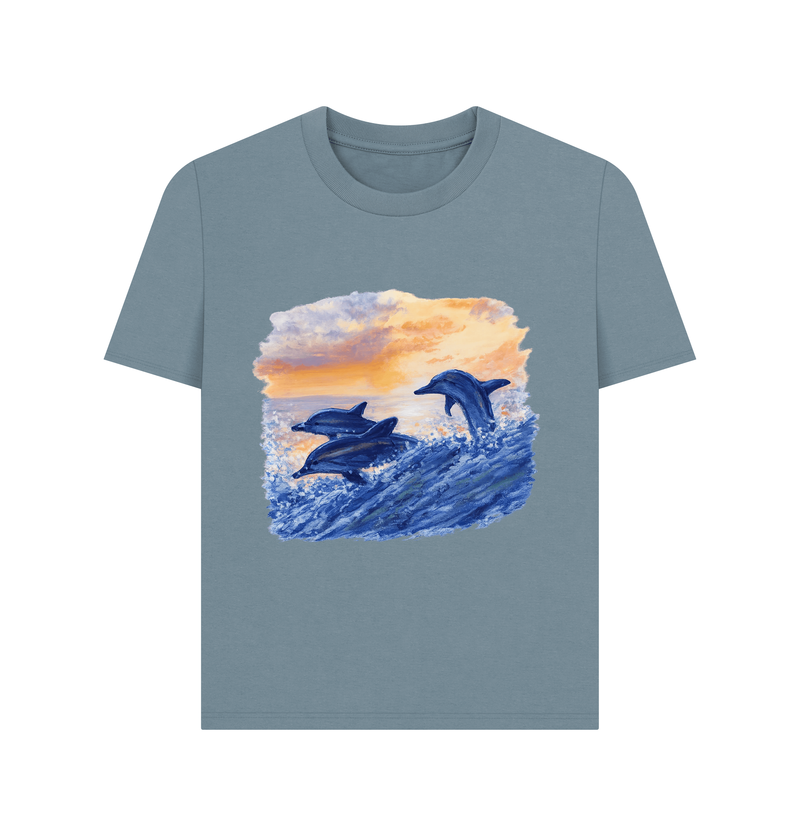 Stone Blue Printed T-shirt Front