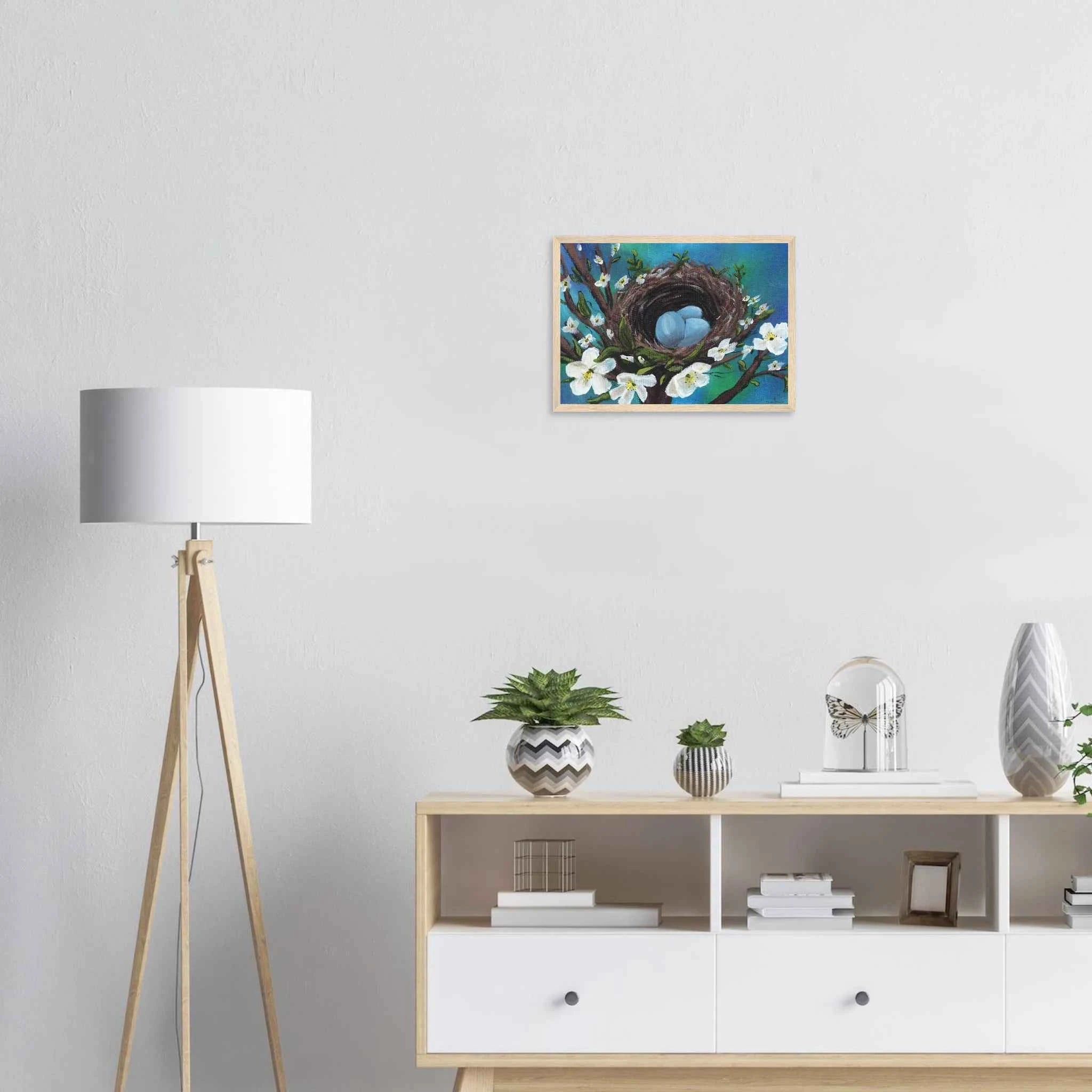 Blossoms & Blue Eggs - Fine Art Framed Poster