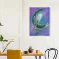 Whimsical Crescent Moon Framed Fine Art Poster - Nature-Inspired Wall Decor