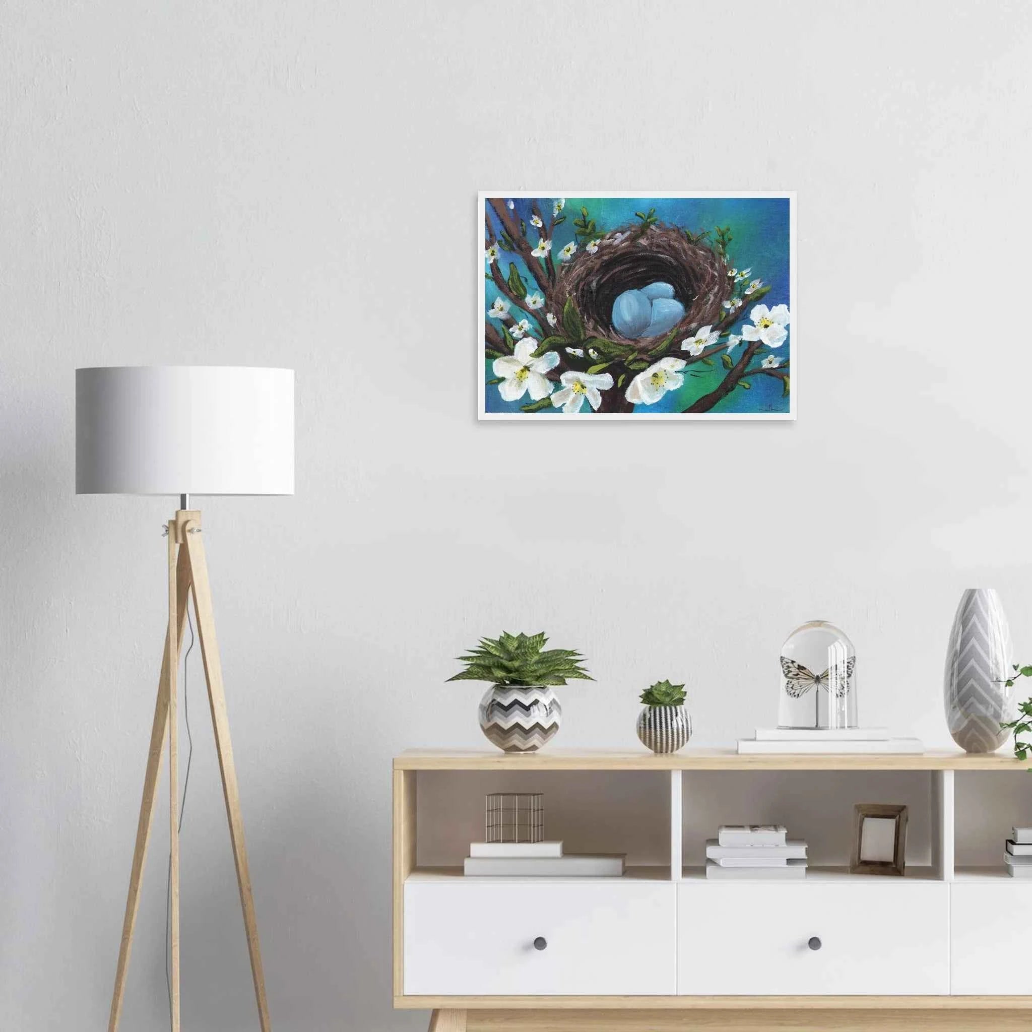 Blossoms & Blue Eggs - Fine Art Framed Poster