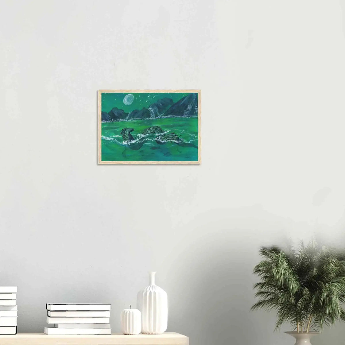 Serpent of the Moonlit Waters - Fine Art Framed Poster