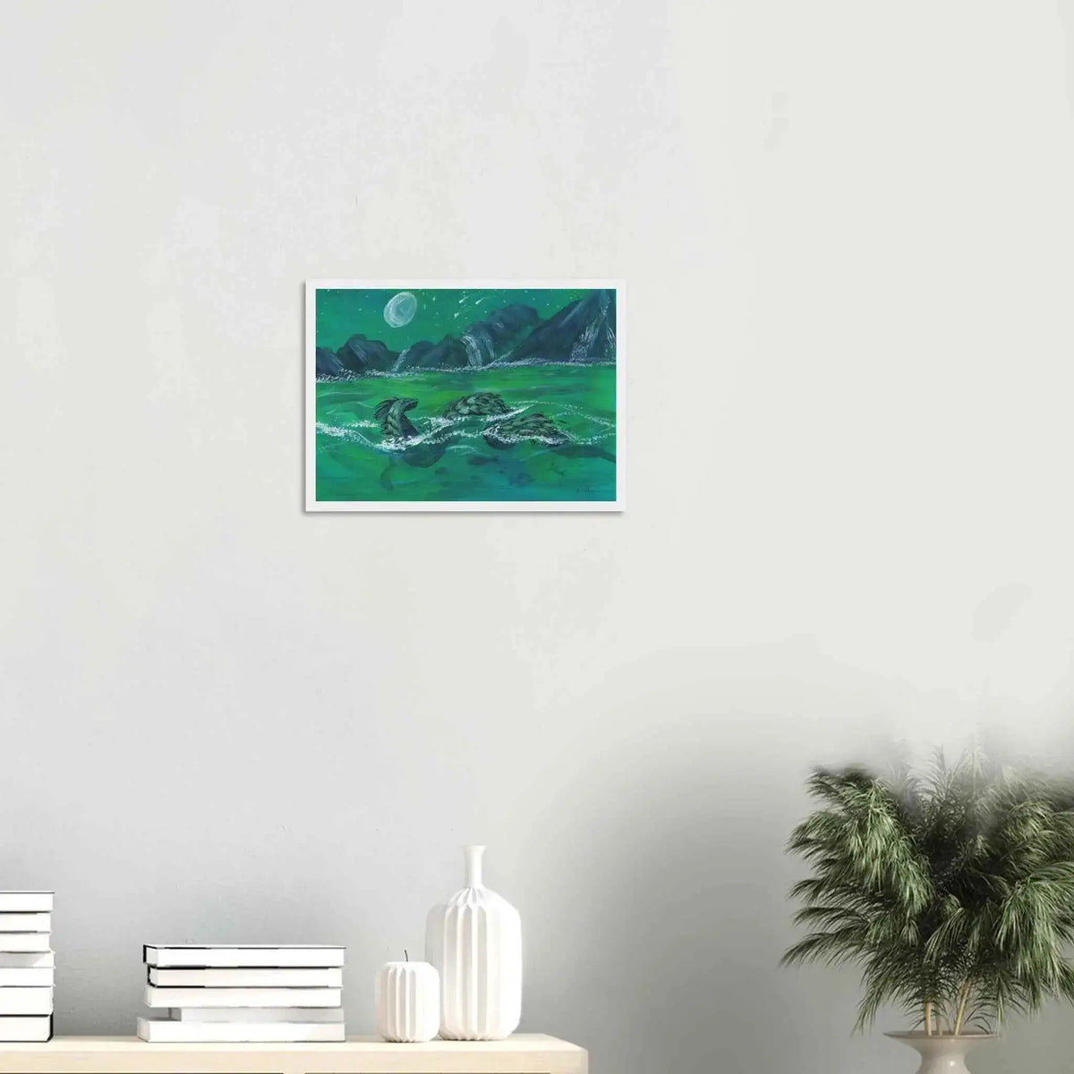 Serpent of the Moonlit Waters - Fine Art Framed Poster