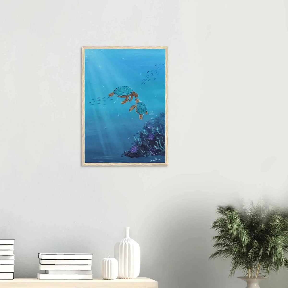 Tidal Companions - Serene Fine Art Framed Poster for Your Coastal Escape