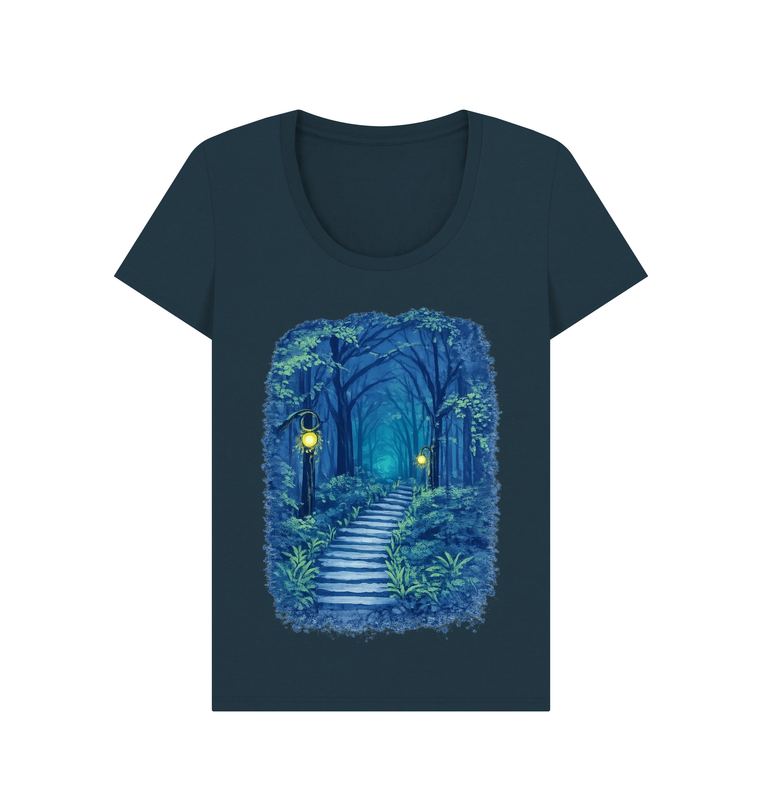 Denim Blue Printed T-shirt Front