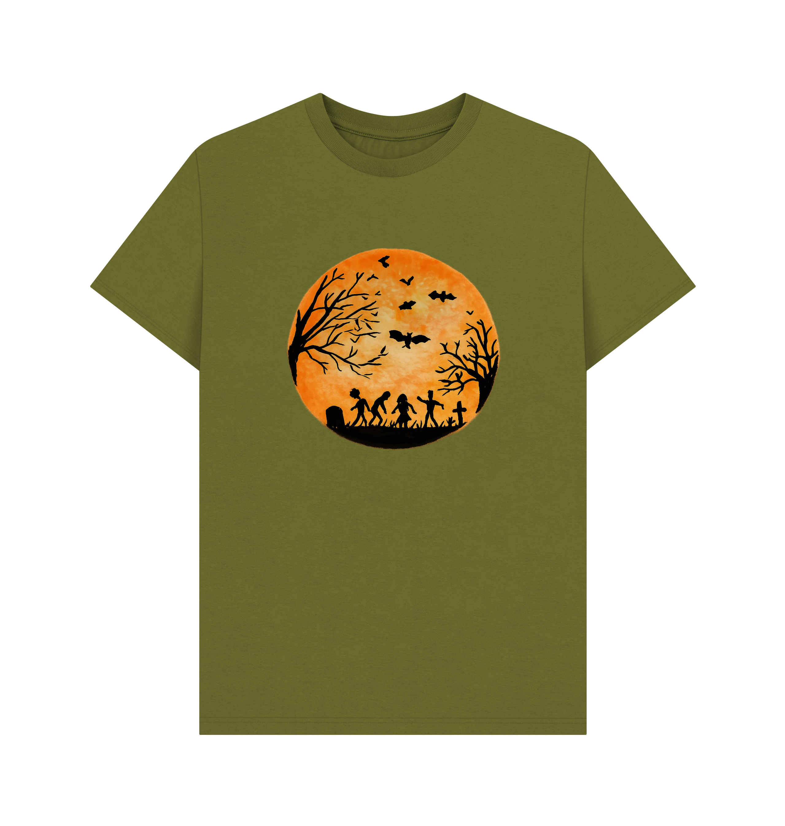 Moss Green Printed T-shirt Front