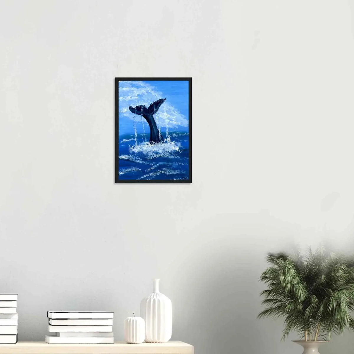 Whale Tail Fine Art Framed Poster – Premium Matte Wooden Wall Art