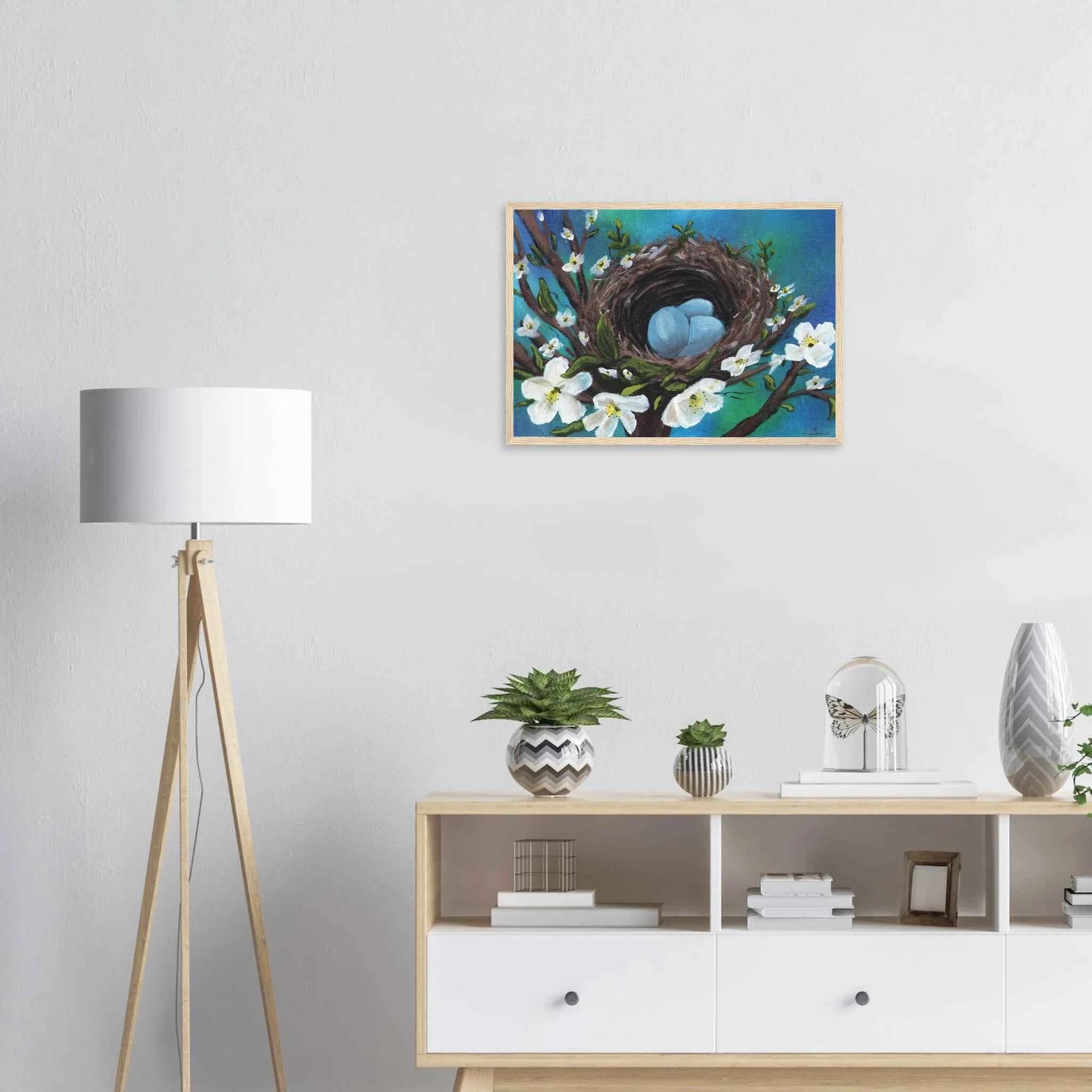 Blossoms & Blue Eggs - Fine Art Framed Poster