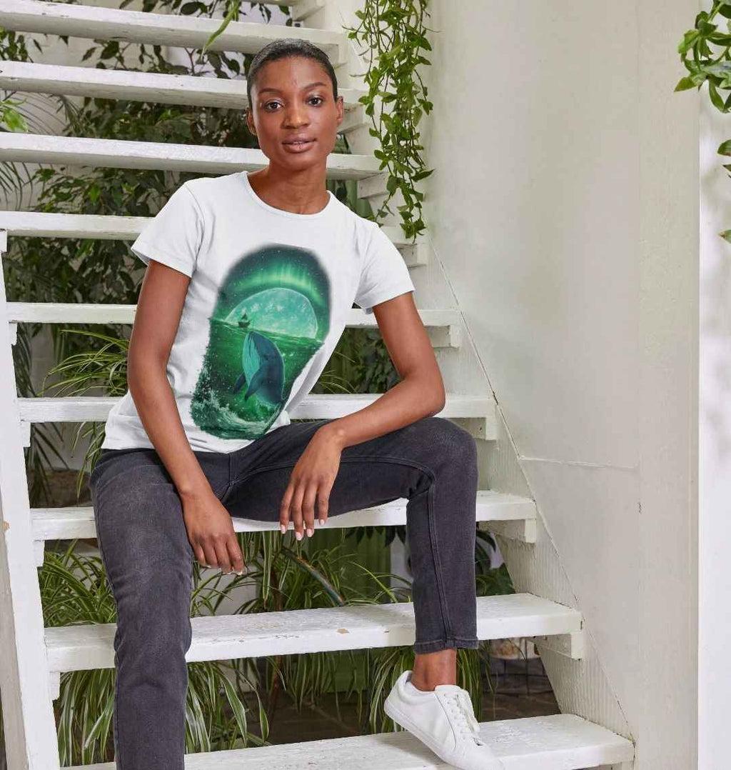 Whale Moonrise Ladies T-Shirt