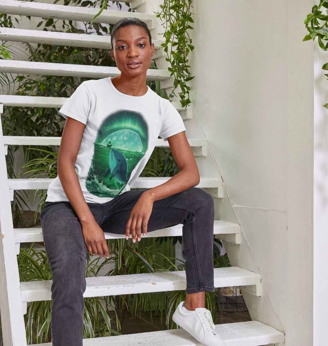 Whale Moonrise Ladies T-Shirt