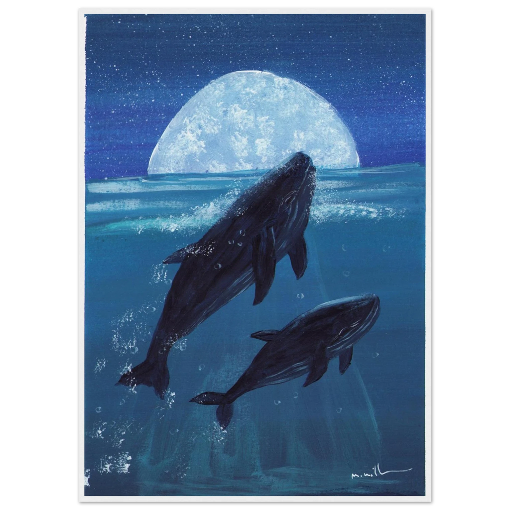 Moon-Rise Companions Framed Poster: Illuminate Your Space with Elegance