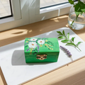 Charming Hand-Painted Trinket Box • Vibrant Green Floral Keepsake Storage The Sleepy Easel