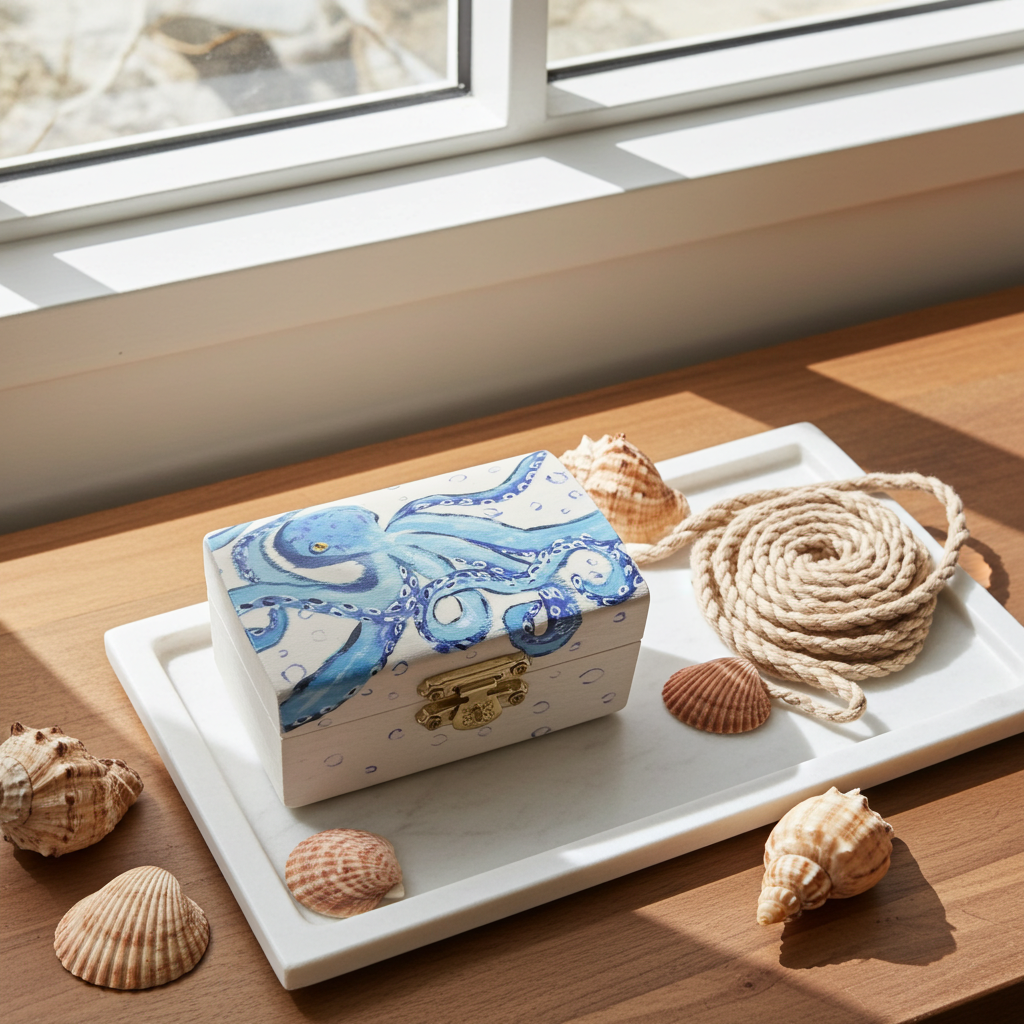Hand-Painted Octopus Trinket Box for Thoughtful Ocean-Inspired Gifts