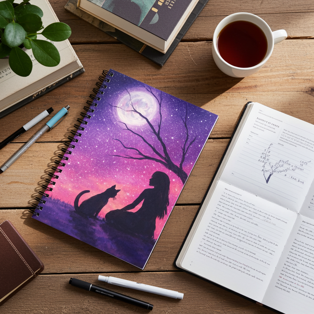 Whispers Beneath the Moon Spiral Notebook for Inspiration