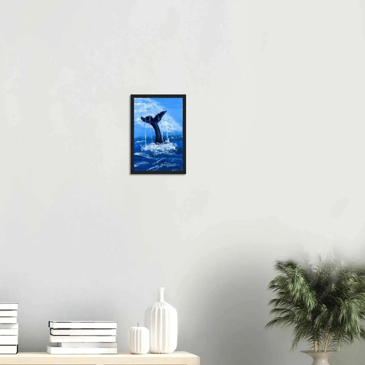 Whale Tail Fine Art Framed Poster – Premium Matte Wooden Wall Art