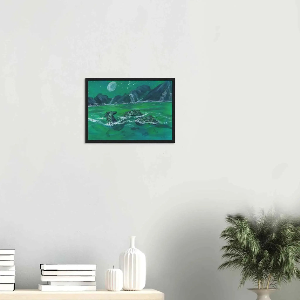 Serpent of the Moonlit Waters - Fine Art Framed Poster