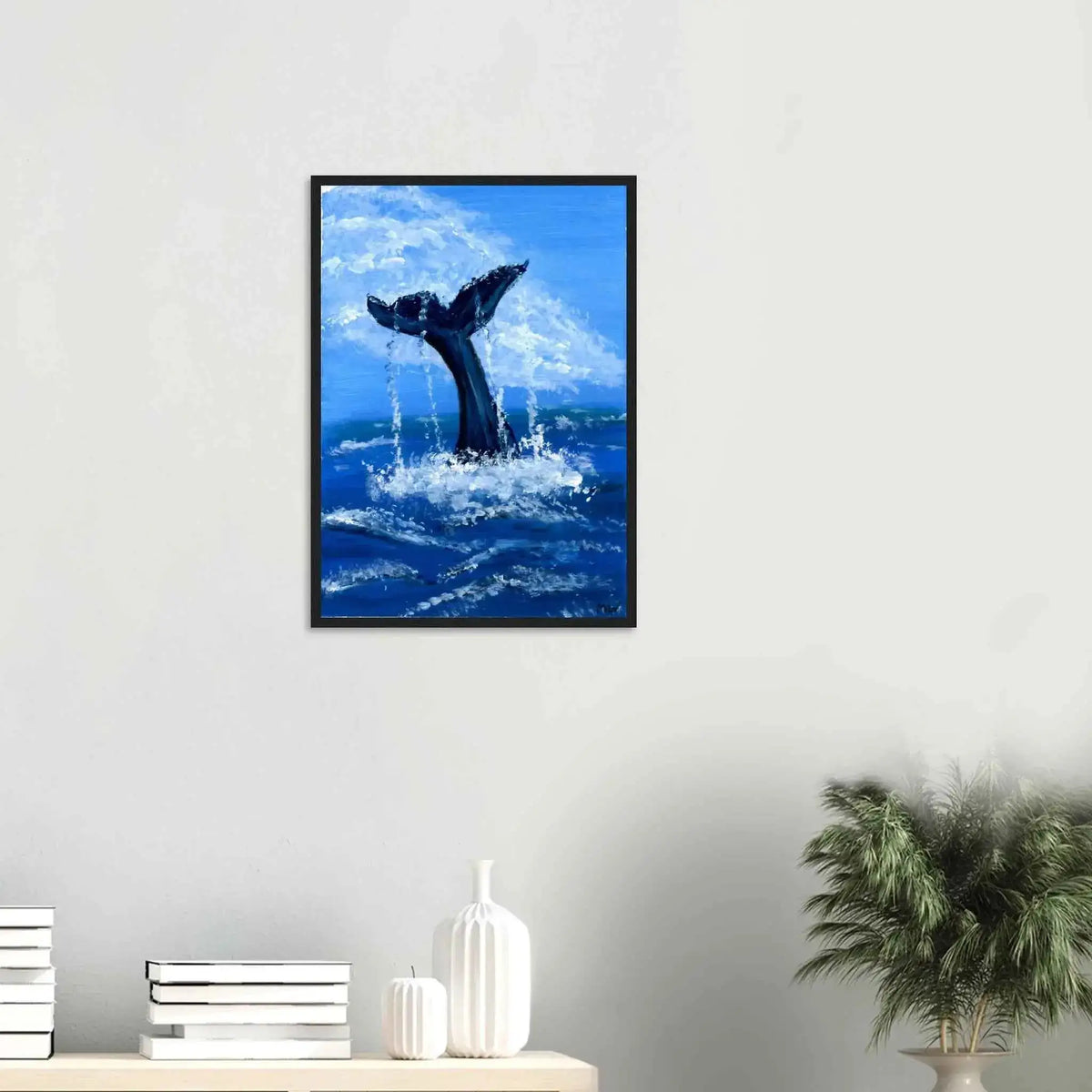 Whale Tail Fine Art Framed Poster – Premium Matte Wooden Wall Art