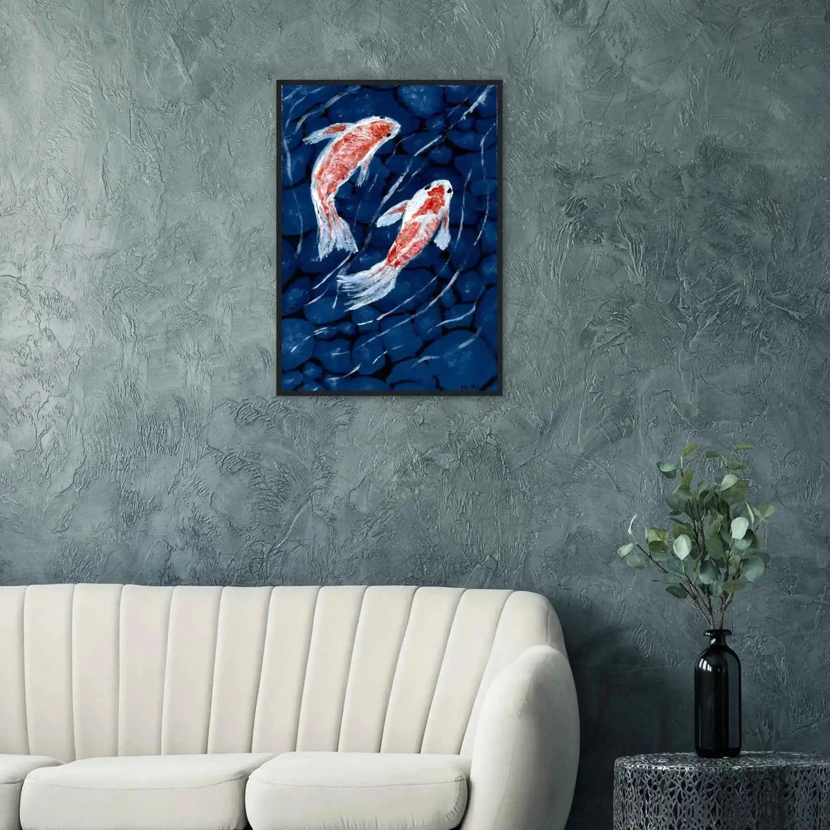 Koi Fish Fine Art Framed Poster – Premium Matte Wooden Wall Art