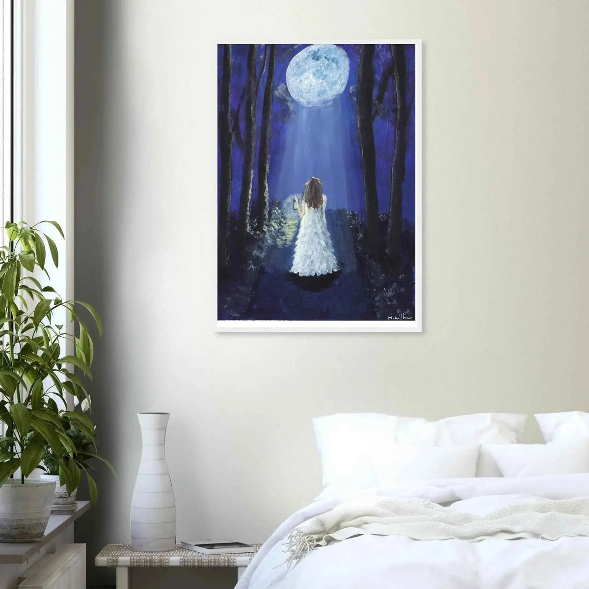 Moonlit Forest Walk - Fine Art Framed Poster