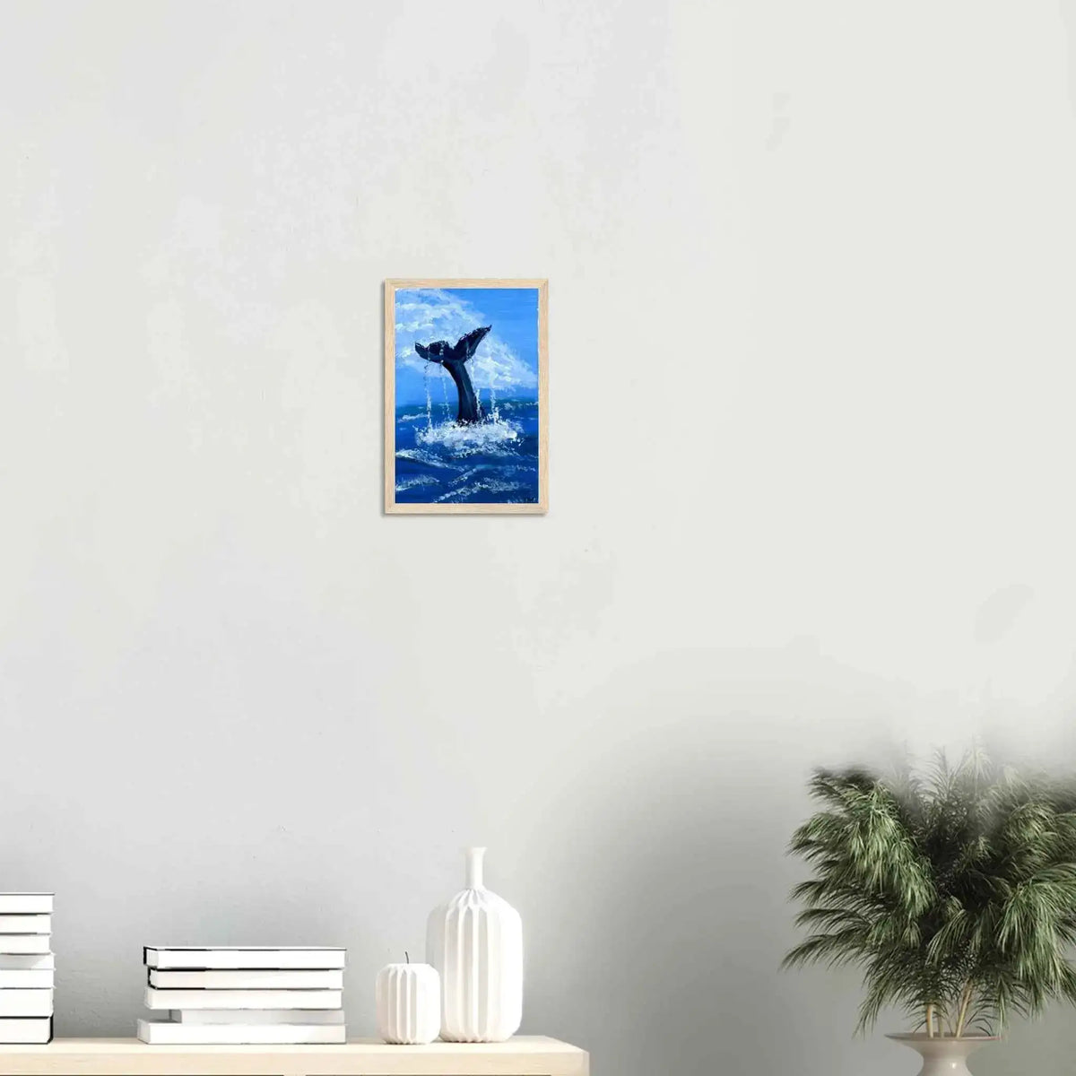 Whale Tail Fine Art Framed Poster – Premium Matte Wooden Wall Art