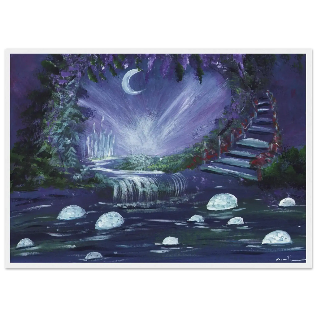 Stairway to the Crescent Falls - Fine Art Framed Poster