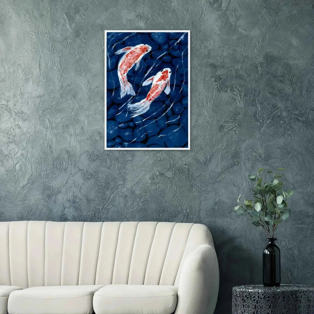Koi Fish Fine Art Framed Poster – Premium Matte Wooden Wall Art