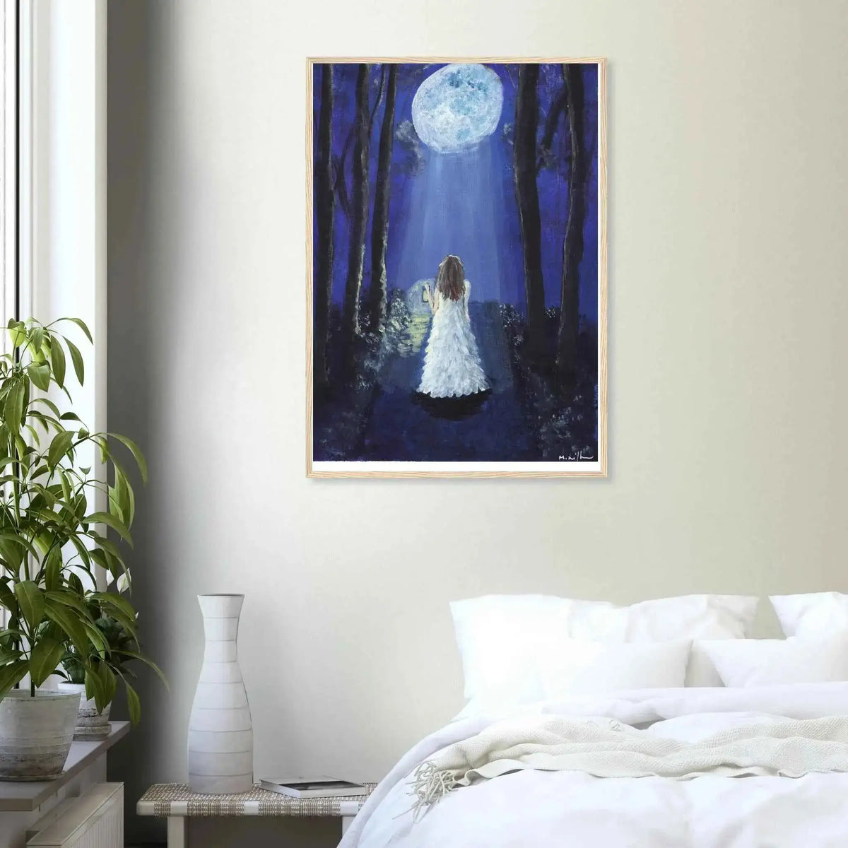 Moonlit Forest Walk - Fine Art Framed Poster