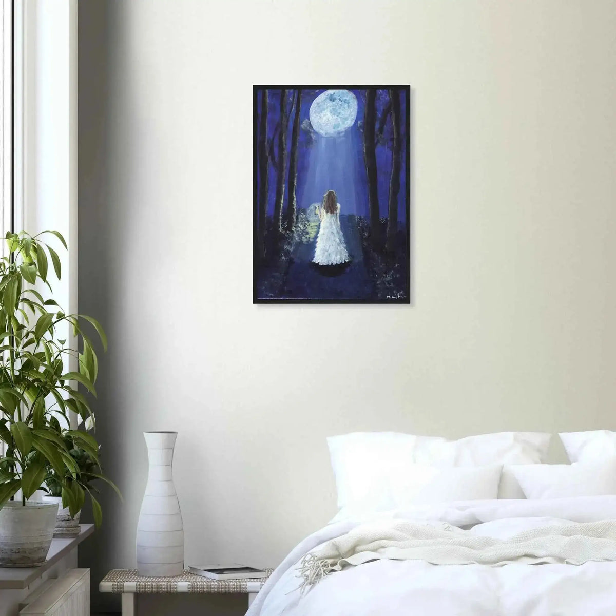 Moonlit Forest Walk - Fine Art Framed Poster