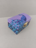 Hand‑Painted Peacock Trinket Box • Purple Wooden Keepsake Box • Jewellery Storage • Unique Handmade Gift