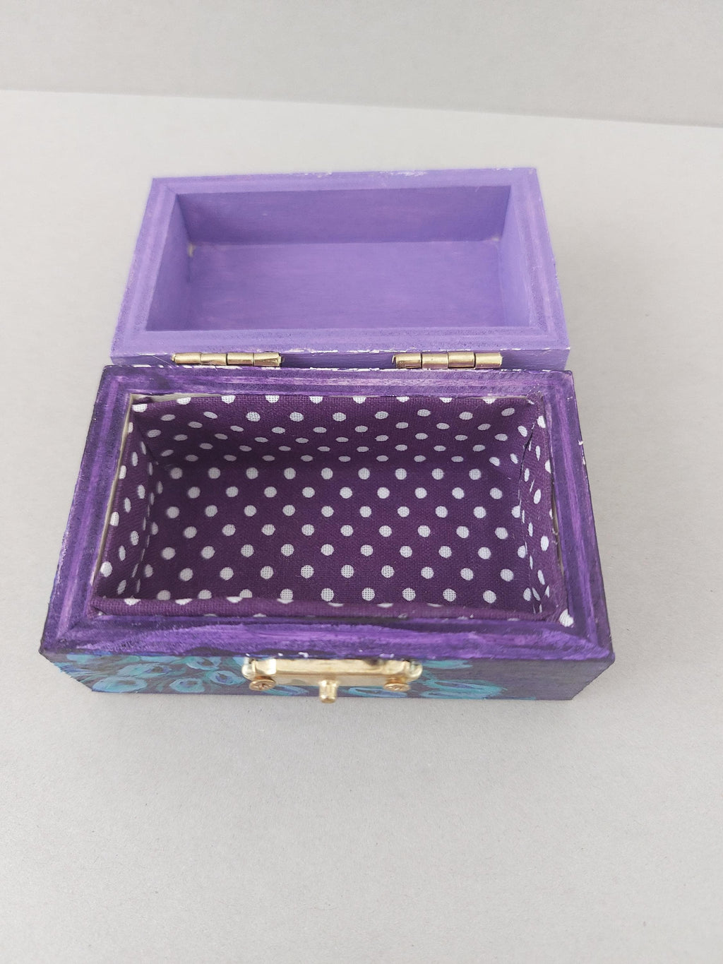 Hand‑Painted Peacock Trinket Box • Purple Wooden Keepsake Box • Jewellery Storage • Unique Handmade Gift