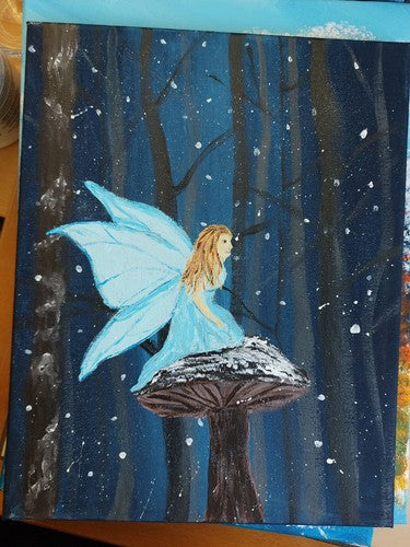 Original Acrylic Painting On Canvas Fairy Fantasy Woods 35.5x28cm