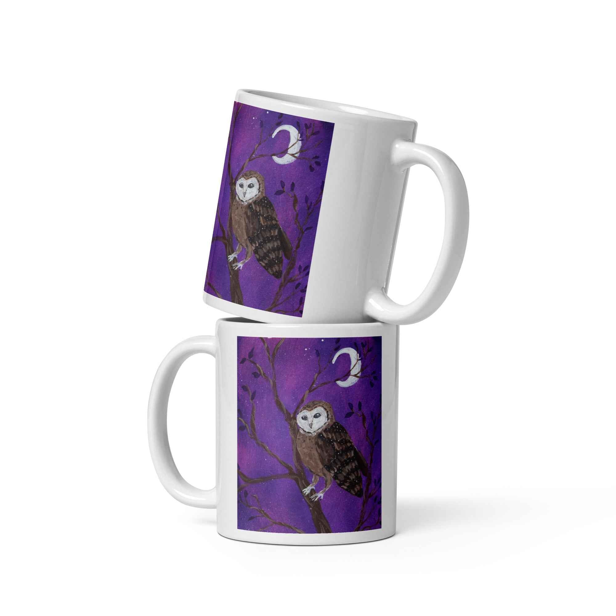 Watcher of the Violet Night White glossy mug
